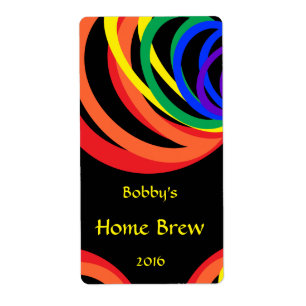 Colourful Rainbow Crescent Beer Label