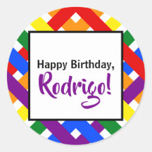 Colourful Rainbow Criss-Cross Stripes Birthday