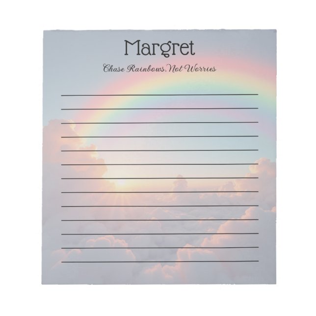 Colourful Rainbow Customizable Name & Quote Notepad (Front)