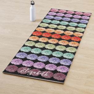 Colourful Rainbow Daisies Personalized Floral Yoga Mat