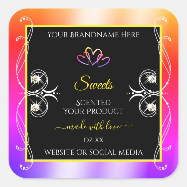 Colourful Rainbow Decor Jewels Black Product Label (Front)