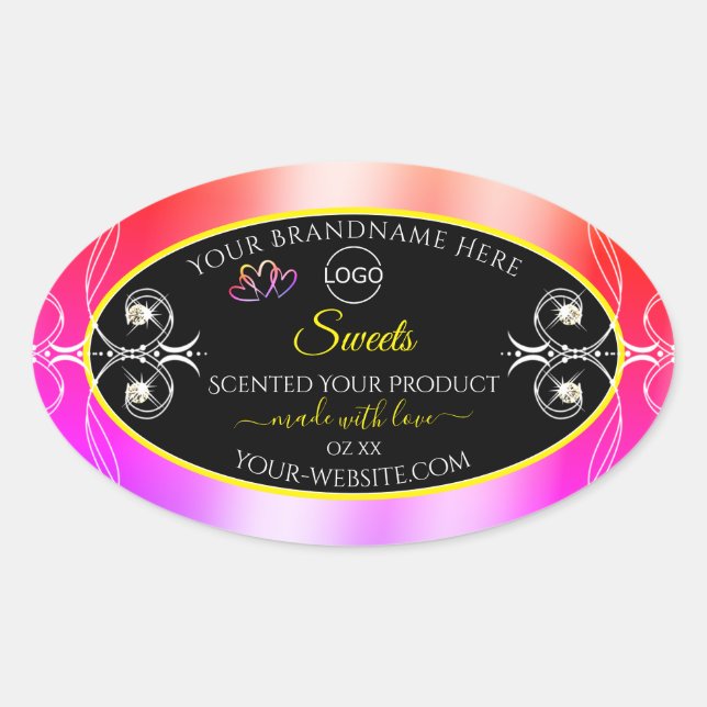 Colourful Rainbow Decor Jewels Logo Label and Blac (Front)