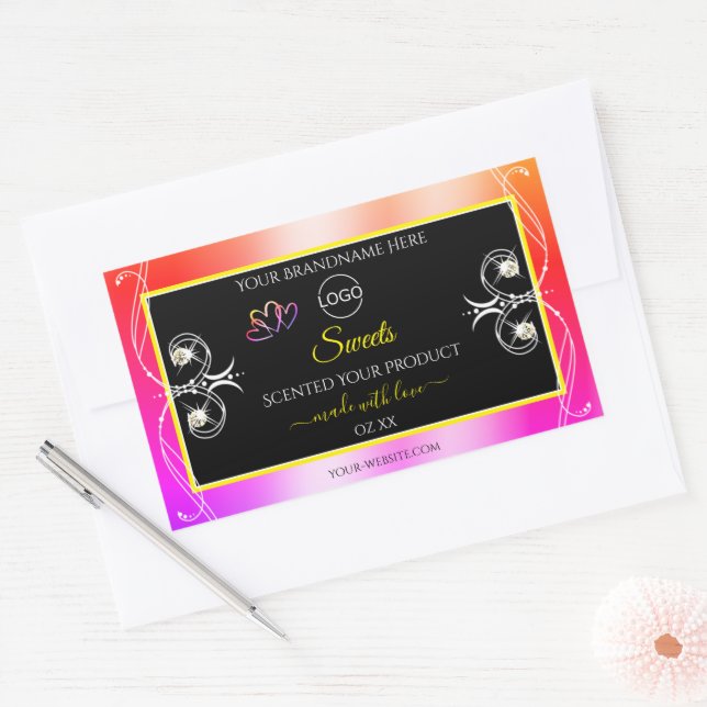 Colourful Rainbow Decor Jewels Logo Label and Blac (Envelope)
