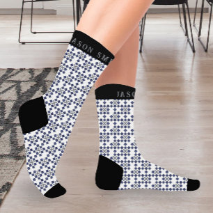 Colourful Rainbow Diagonal Chequered I Monogram Socks