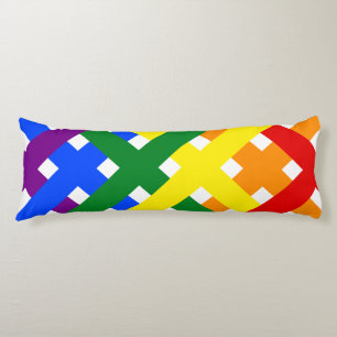 Colourful Rainbow Diagonal Criss-Cross Stripes Body Pillow