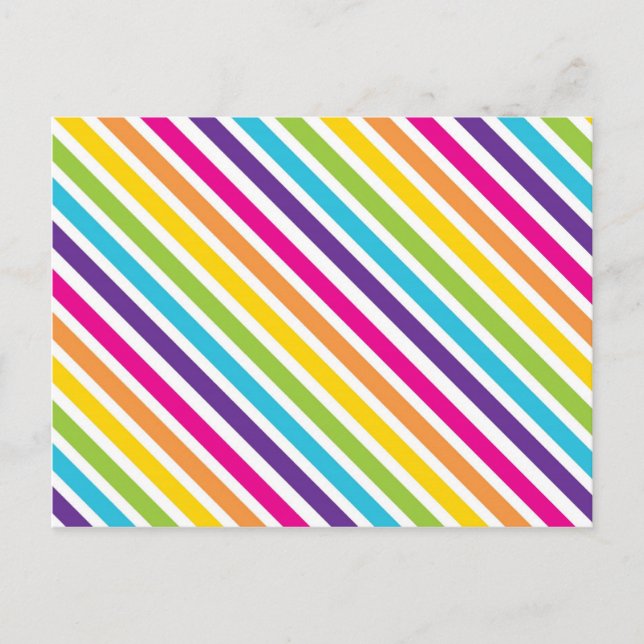 Colourful Rainbow Diagonal Stripes Gifts for Teens Postcard (Front)
