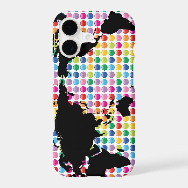 Colourful Rainbow Digital Dots And Black World Map (Back)