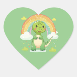 Colourful Rainbow Dino Heart Sticker