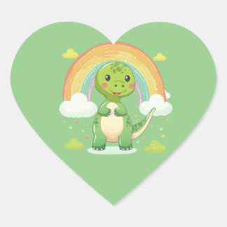 Colourful Rainbow Dino Heart Sticker
