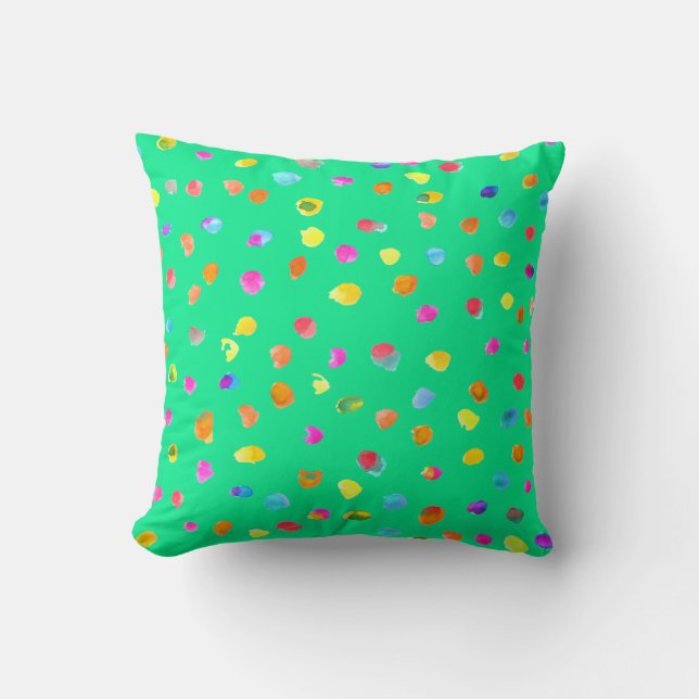 Colourful rainbow dots modern contemporary simple throw pillow (Front)