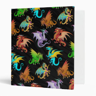 Colourful Rainbow Dragons School Binder