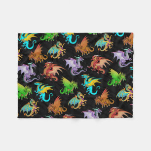 Colourful Rainbow Dragons School Fleece Blanket