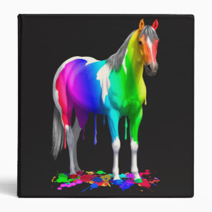 Colourful Rainbow Dripping Wet Paint Horse Binder
