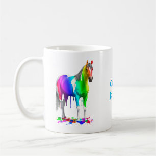 Colourful Rainbow Dripping Wet Paint Horse Coffee Mug