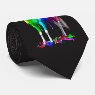Colourful Rainbow Dripping Wet Paint Horse Tie