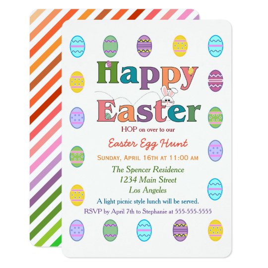 Colourful Rainbow Easter Egg Hunt Celebration Card