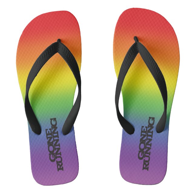 Colourful Rainbow Effect Gone Running Text Flip Flops (Footbed)