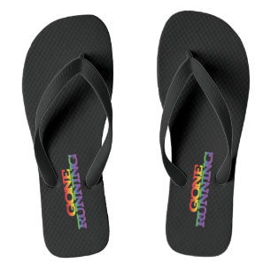 Colourful Rainbow Effect Gone Running Text  Flip Flops