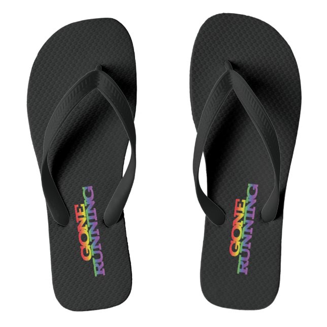 Colourful Rainbow Effect Gone Running Text  Flip Flops (Footbed)