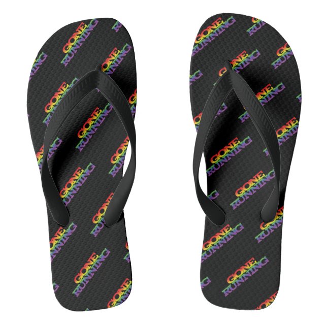 Colourful Rainbow Effect Gone Running Text Pattern Flip Flops (Footbed)