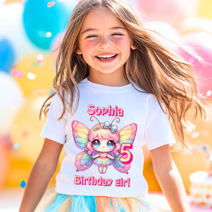 Colourful rainbow fairy butterfly birthday T-Shirt