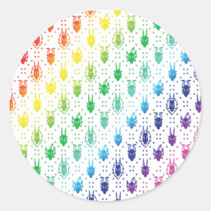 Colourful Rainbow Fantasy Dragon Quilt Pattern Classic Round Sticker