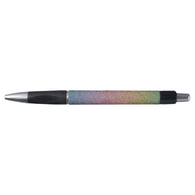 Colourful Rainbow Faux Glitter Pink Blue Pen (Front)