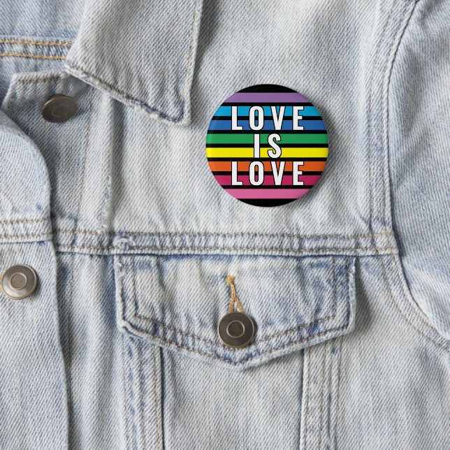 Colourful Rainbow Flag Colours Stripes Pattern 2 Inch Round Button (In Situ)