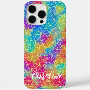 Colourful rainbow floral pattern name iPhone 16 pro max case