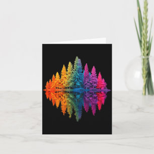 Colourful rainbow forest trees reflection wildlife card