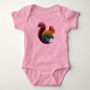  Colourful Rainbow Fur Squirrel Sticker  Baby Bodysuit