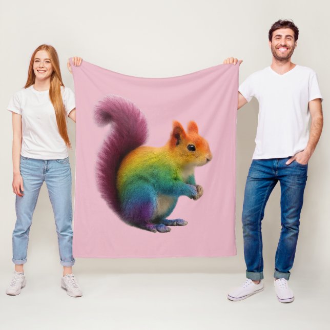  Colourful Rainbow Fur Squirrel Sticker  Fleece Blanket (In Situ)