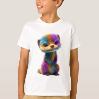 Colourful Rainbow Fur Weasel Illustration Kids