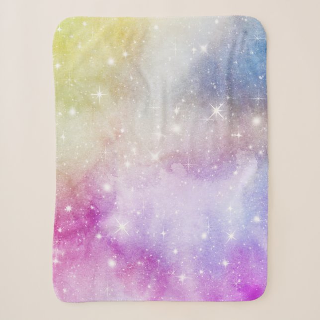 Colourful Rainbow Galaxy Pattern Sherpa Blanket (Front)