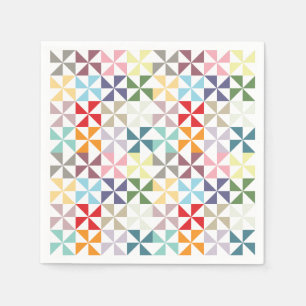 Colourful Rainbow Geometric Pinwheels Napkin