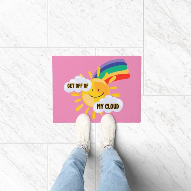Colourful Rainbow Get Off of My Cloud Doormat (Indoor)