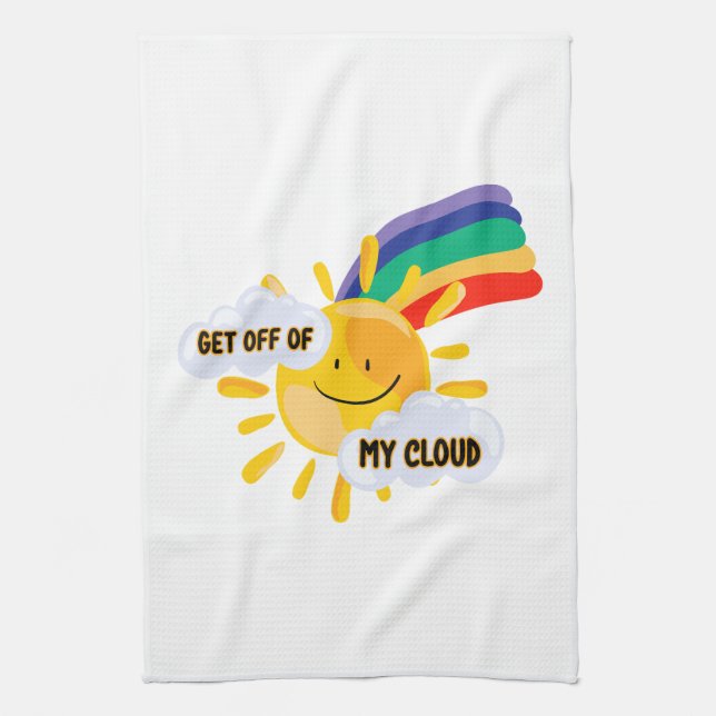Colourful Rainbow Get Off of My Cloud Kitchen Towel (Vertical)
