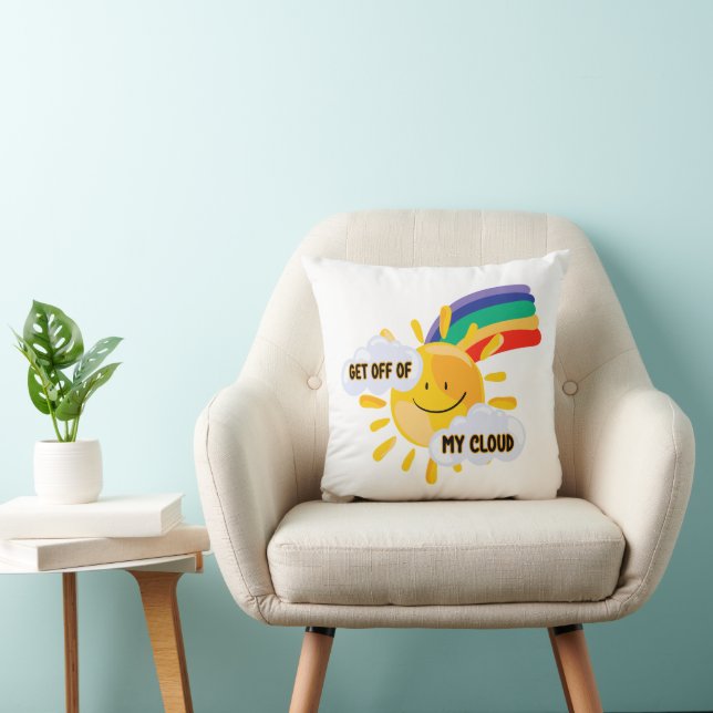 Colourful Rainbow Get Off of My Cloud Throw Pillow (Chair)