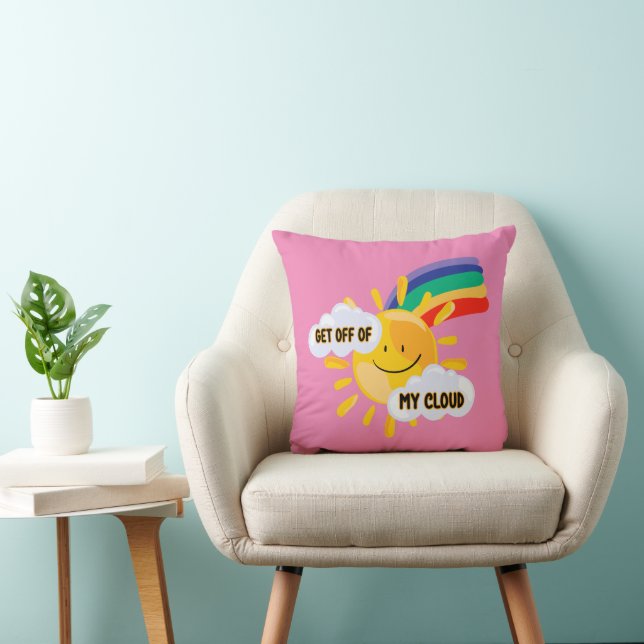Colourful Rainbow Get Off of My Cloud Throw Pillow (Chair)