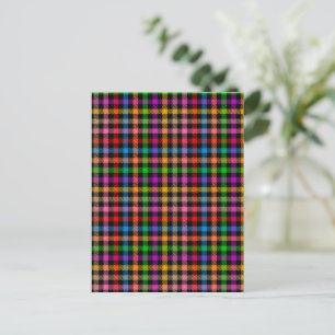 Colourful Rainbow Gingham Plaid Design - Black Postcard