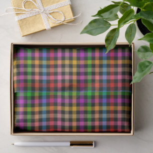 Colourful Rainbow Gingham Plaid Design - Black Tissue Paper