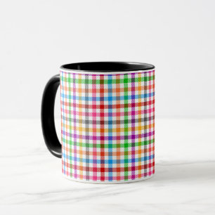 Colourful Rainbow Gingham Plaid Design - White Mug