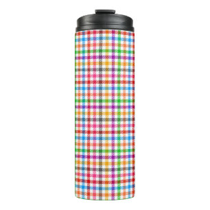 Colourful Rainbow Gingham Plaid Design - White Thermal Tumbler