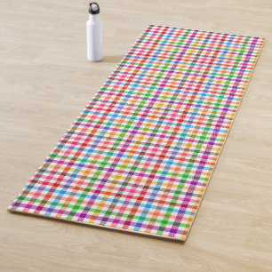 Colourful Rainbow Gingham Plaid Design - White Yoga Mat
