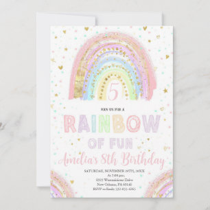 Colourful Rainbow Girl's Party, Rainbow of Fun Invitation