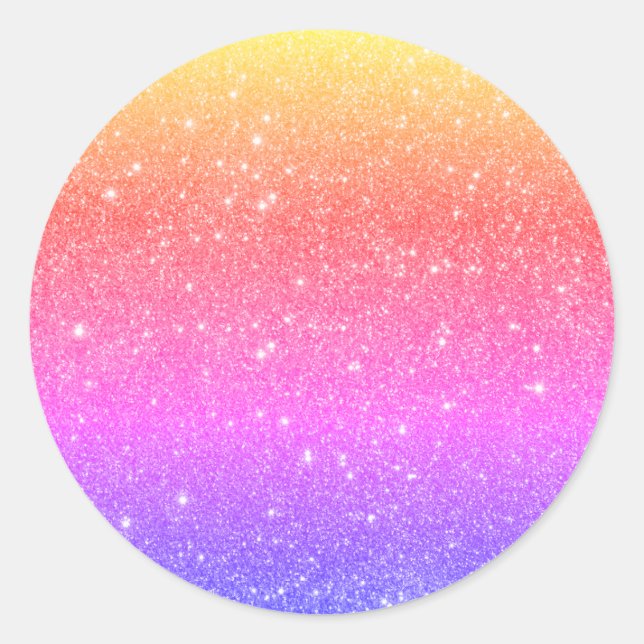 Colourful Rainbow Glitter  Classic Round Sticker (Front)