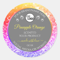 Colourful Rainbow Glitter Grey Product Labels Logo