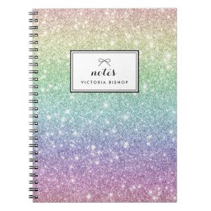 Colourful Rainbow Glitter Pattern Personalized Notebook