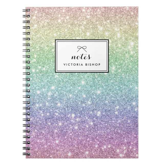 Colourful Rainbow Glitter Pattern Personalized Notebook (Front)