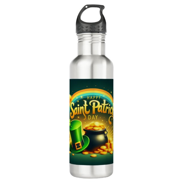 Colourful rainbow gold Saint Patrick's Day 710 Ml Water Bottle (Front)